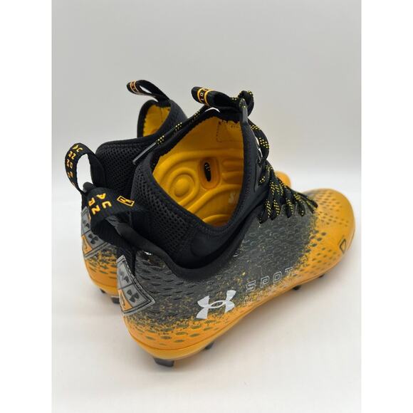 Under Armour Spotlight Lux 3026576-001 Yellow Black Football Cleats Men's Size 9 - Picture 11 of 12